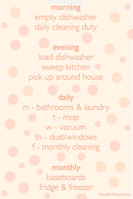 cleaning schedule | Atwell Adventures